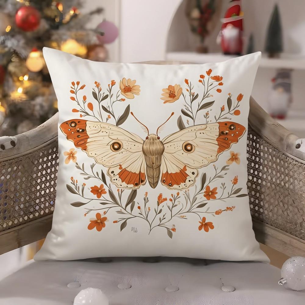 Colorful Plant and Insect Home Prints Pillow Case Comfort Sofa Bed Silky Elegant Invisible Zipper Decorative Cushion Cover