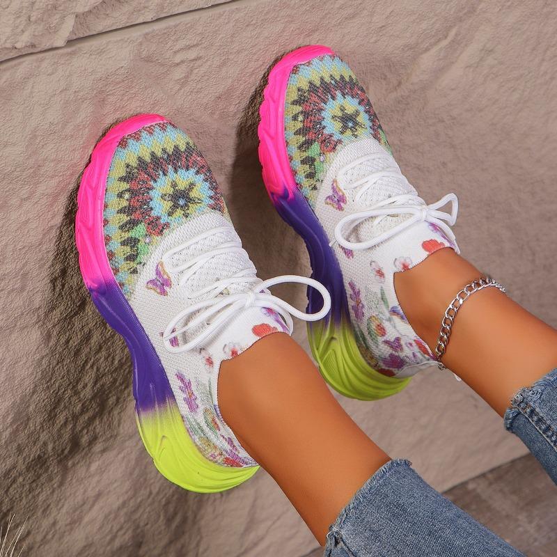 Fashion Feiwei Mesh Breathable Casual Shoes for Women 2024 Spring and Autumn New Fashion Thick-soled Multi-color Sports Shoes Large Size