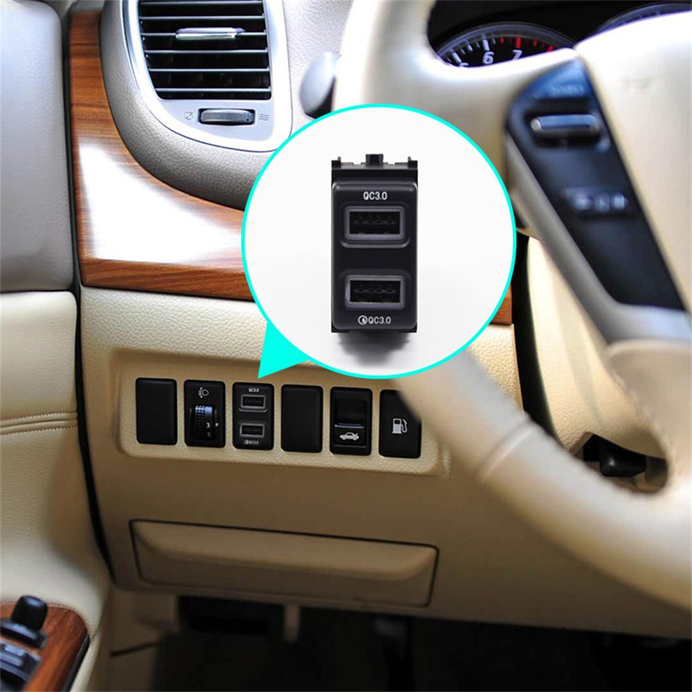 18W Car Charger QC3.0 Dual USB Fast Charging For Nissan Patrol Y61 Y62