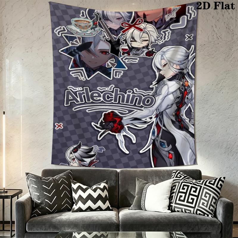 Genshin Impact Wall Tapestry Aesthetic Wall Hanging Printed Fabric Blanket Decorative Tapestries for Bedroom Living Room Home Decor
