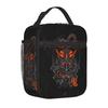 Japanese Art Oni Mask Snake Print Insulated Lunch Bag Portable Reusable Waterproof Thermal Bento Tote Bag for Work Travel Picnic