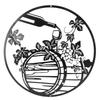 Hollow Carved Metal Wall Art Round Iron Wine Bottle Wall Hanging 11.8in Black Round Metal Wall Ornament Living Room Decor