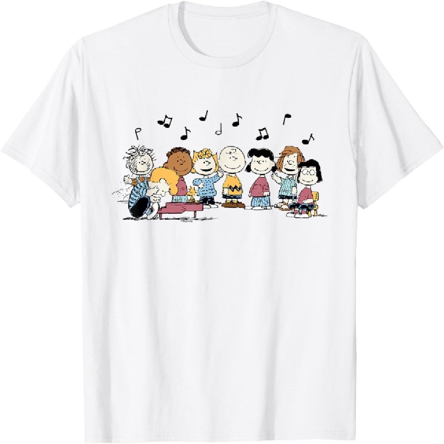 Peanuts - Schroeder Pigpen Franklin Lucy Charlie Sally Music T-Shirt S белый
