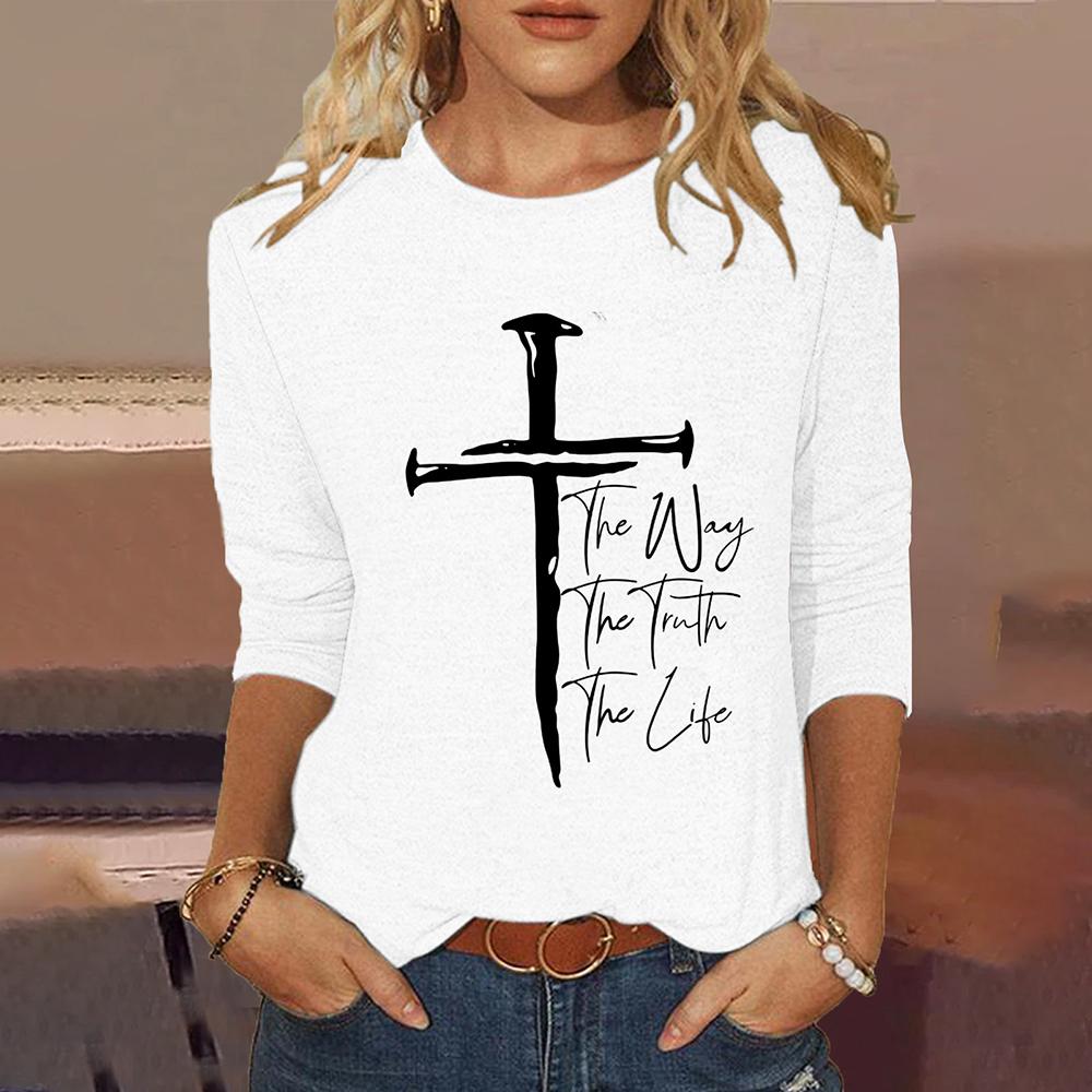 

Дизайнерські жіночі футболки з довгими рукавами Вінтажні класичні пуловери з круглим вирізом з хрестовим візерунком Осінній повсякденний вільний бавовняний жіночий одяг Топи M