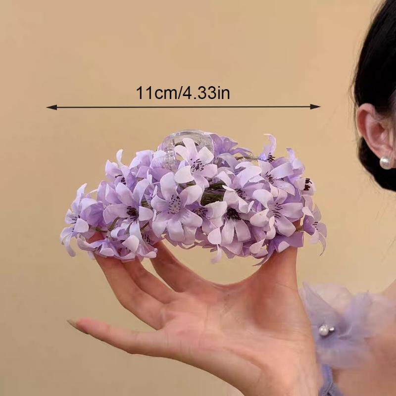 Solid Color Acrylic Hair Claw with Floral Design Perfect for Beach Vacations