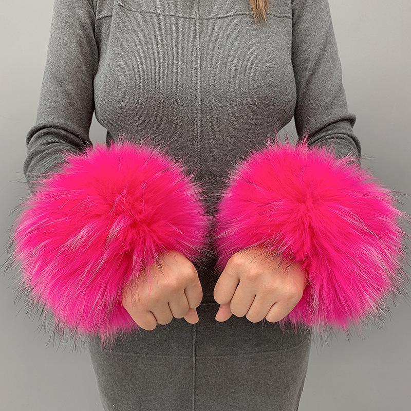 Fluffy Faux Fur Cuff Bracelet Wristband for Women