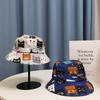Summer shading personality print cartoon kitten face bucket hat female