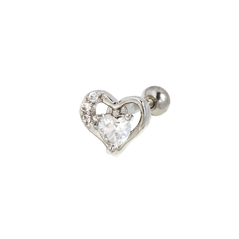 3D Moon & Heart-Shaped Zirconia Cartilage Stud Earrings