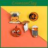 Unisex Trendy Alloy Halloween Brooch With Geometric Pumpkin Face And Witch Features