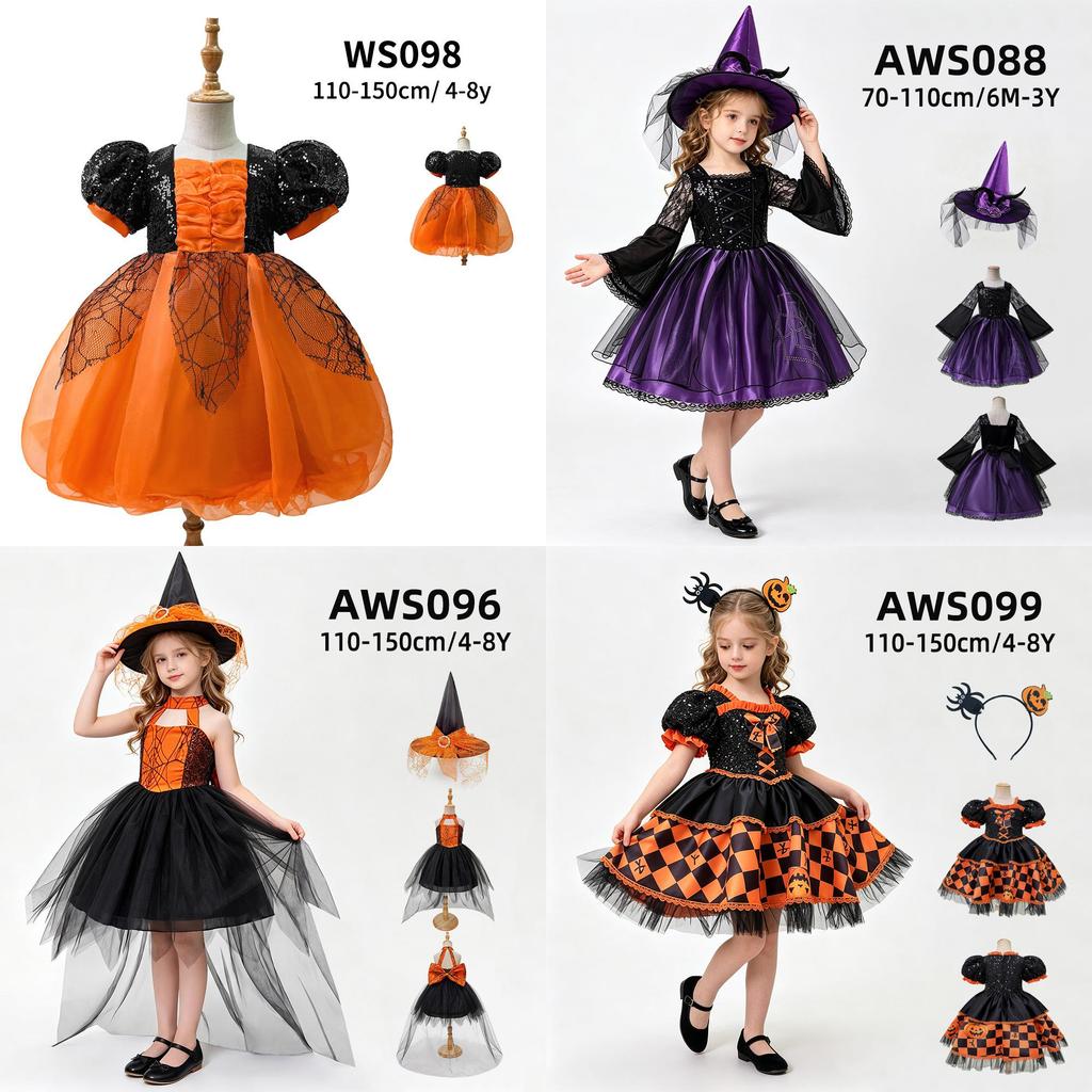 Halloween Princess Dress For Girls With Tulle And Bow For Kids Cosplay Party