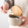 Japanese Style Seasoning Box Sugar Bowl Household Pottery Seasoning Jar with Lid Salt Jar Olive Oil Bottle Kitchen Supplies