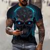 Summer Round Neck 3D Horror Skull Print Top Fashionable Casual Short Sleeved Men's T-shirts