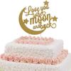 Wedding Cake Topper Love You To The Moon and Back Cupcake Toppers Toothpicks Dessert Cake Decor for Weddings Engagement Birthday Party - Golden