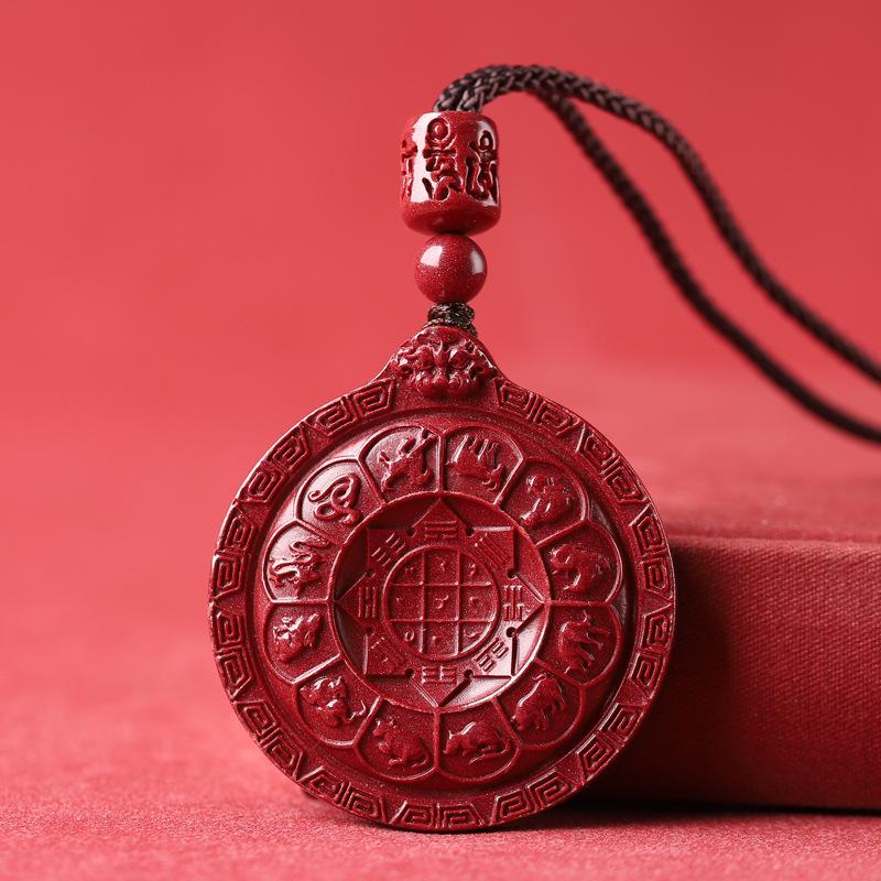 Nine Palaces Cinnabar Bagua Pendant - Purple Gold Sand Men's & Women's Necklace