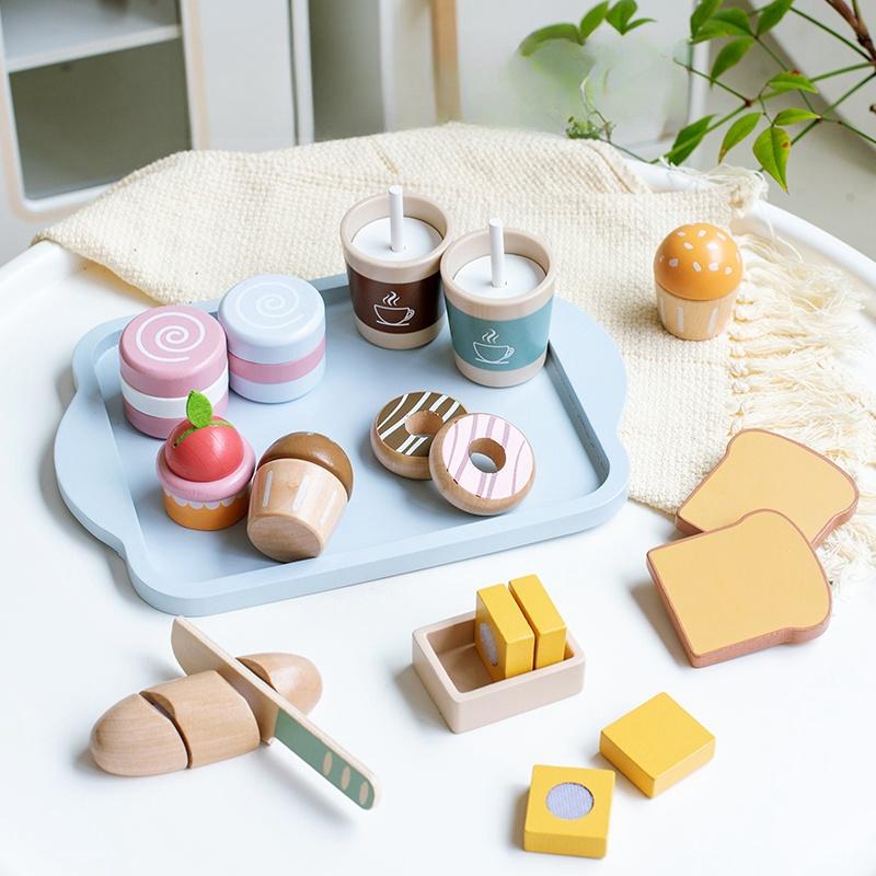 Children's breakfast toy ins simulation home kitchen Western breakfast baking set building block game
