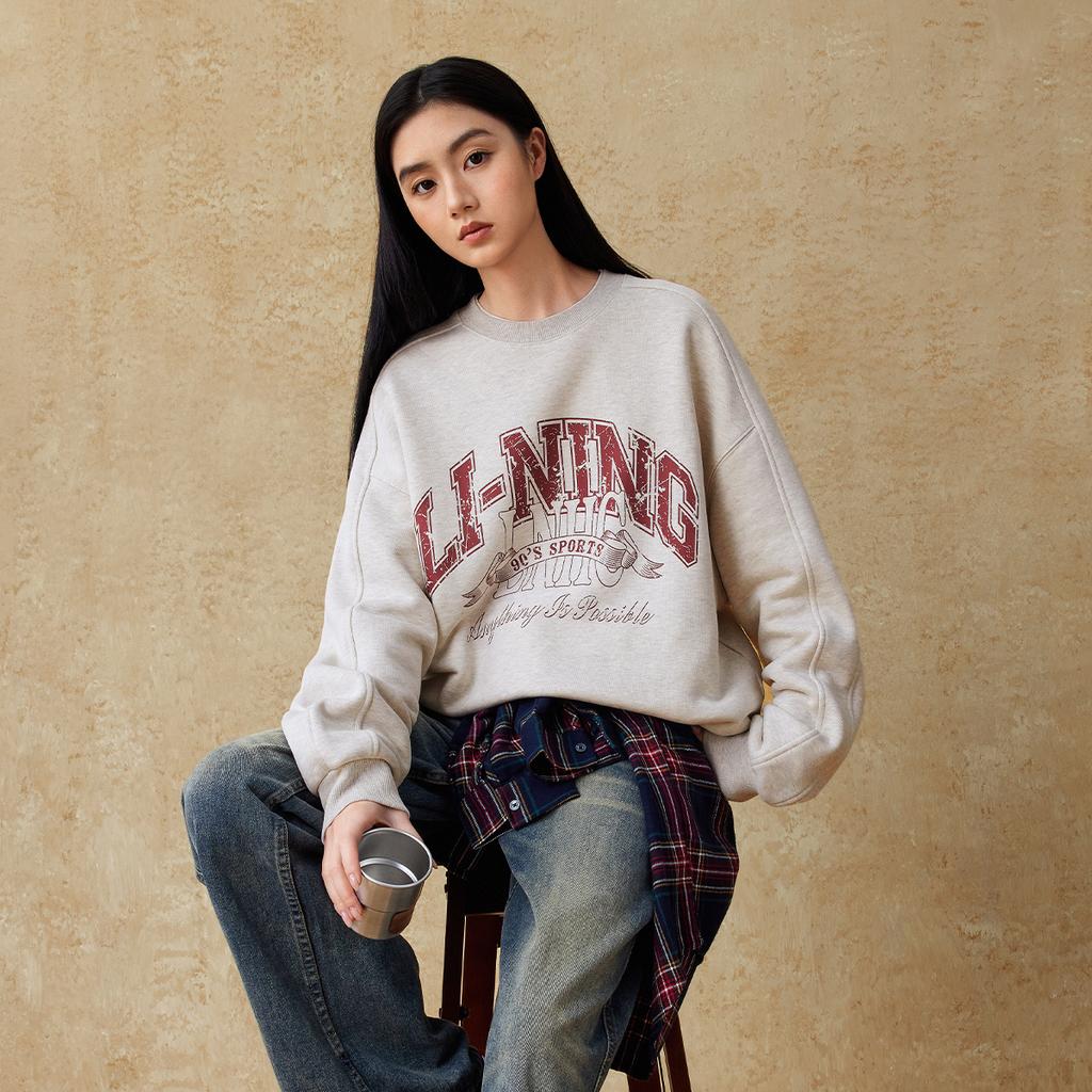 Li Ning Sports Fashion Collection Sweatshirt Unisex Heather Gray Tile Gray AWDU979-1