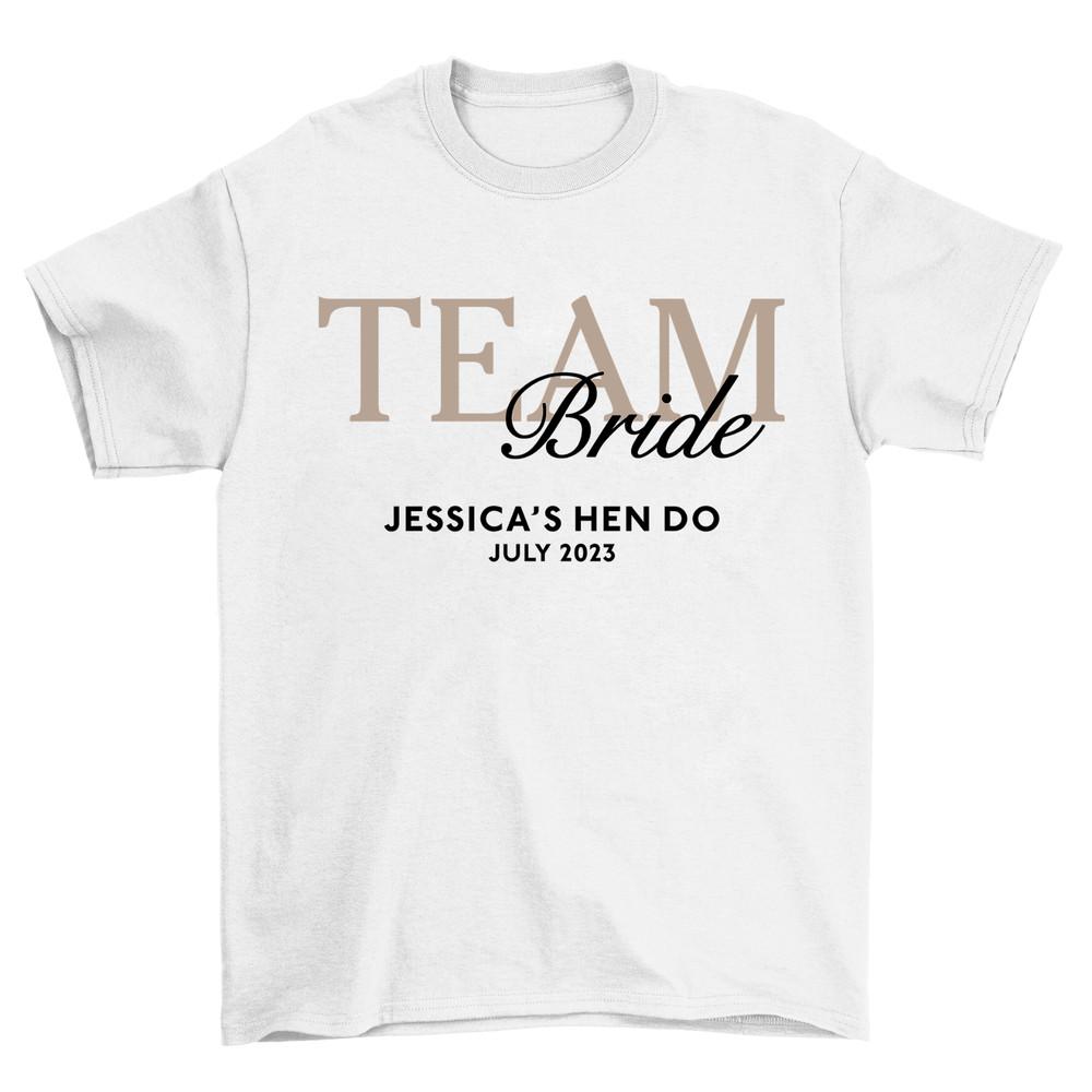 

Персонализированная хлопковая футболка Team BRIDE Идеальный топ для девичника Эко M