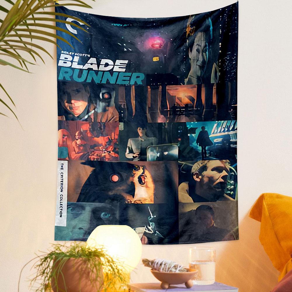 Blade Runner Cult Poster Tapestry Wall Hanging, Harrison Ford Noir Sci-Fi Art, Vintage Movie Wall Decor for Bedroom Man Cave