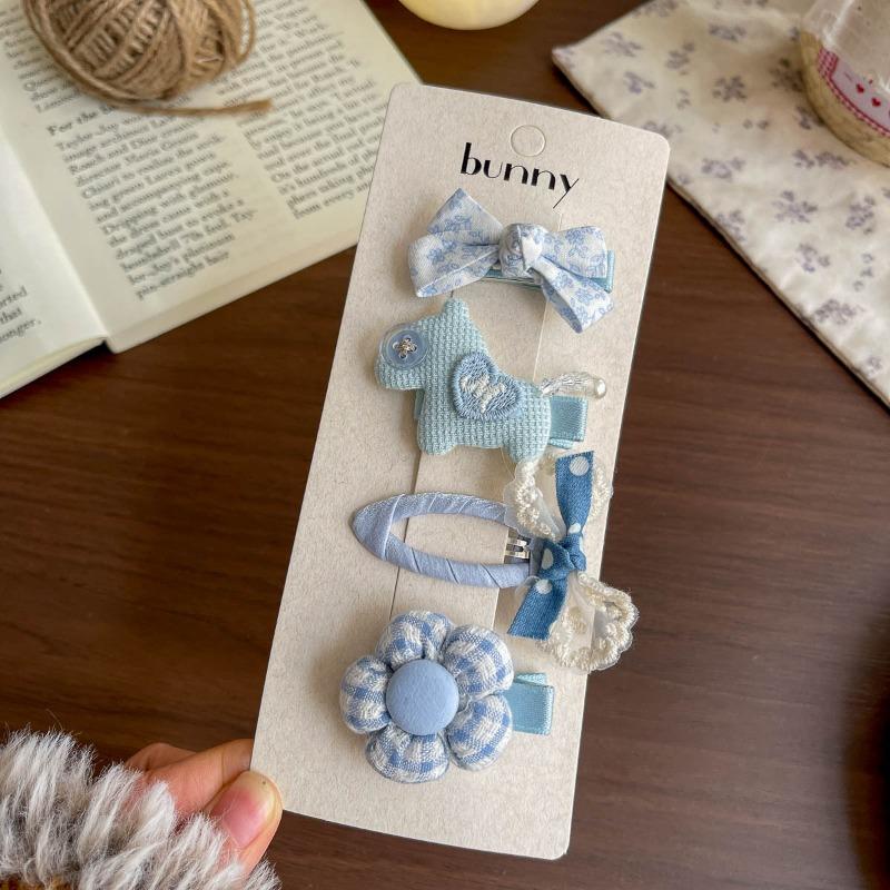 Spring and Summer New Rabbit Bow Combination Set Hairpin Cartoon Small Fresh Baby Side Does Not Hurt The Hairpin Female