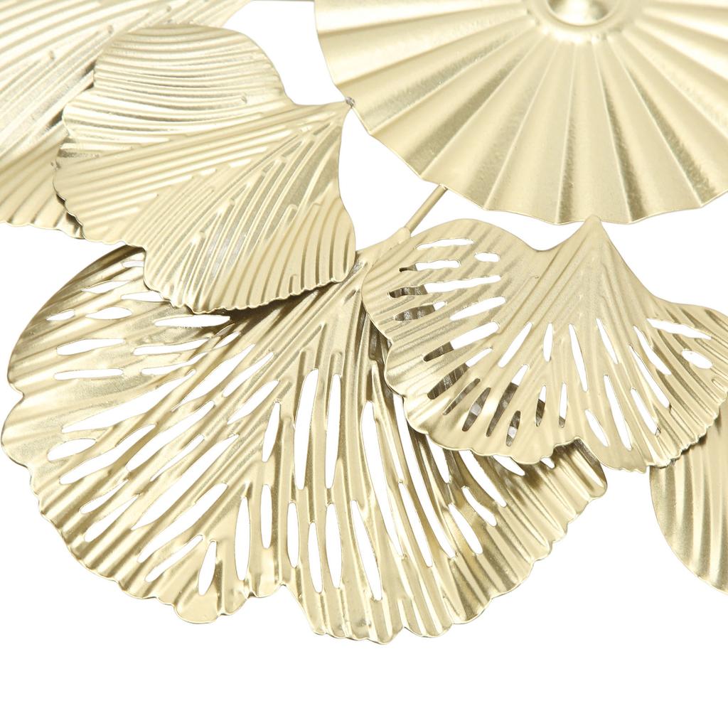 Nordic Luxury Wall Decoration Apricot Leaf Flower Mirror Wall Pendant Iron Art Porch Decoration