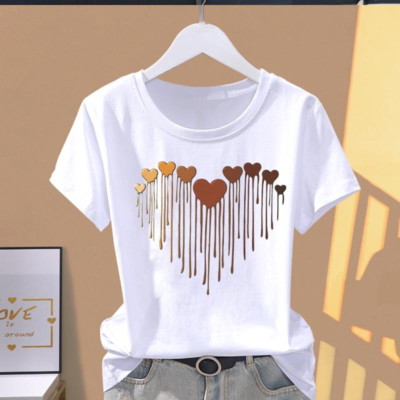 (Asian Size)  Print Casual sweet love trend style Women's Top Short Sleeve T-shirts Fashion Female T Clothing  Graphic Tee