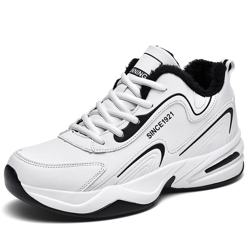 Couple leather sneakers men's and women's velvet running shoes foreign trade casual travel shoes cotton shoes spot