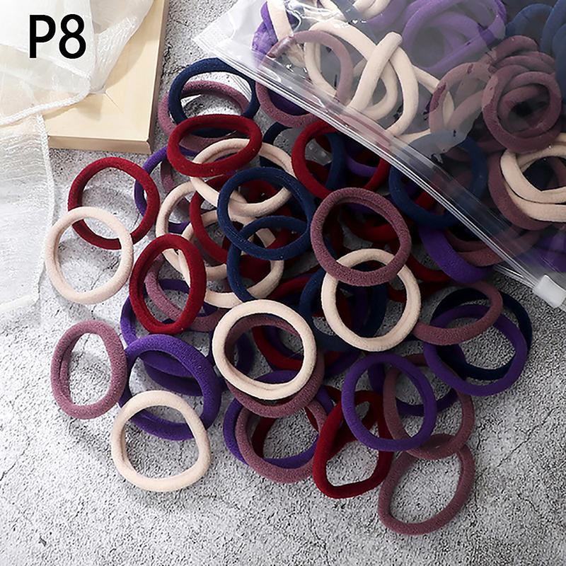 Conjunto de 50 faixas de cabelo básicas para mulheres e meninas, 4 cm, cores sólidas, simples, elásticas, laços de cabelo, acessórios para cabelo, prendedor de rabo de cavalo