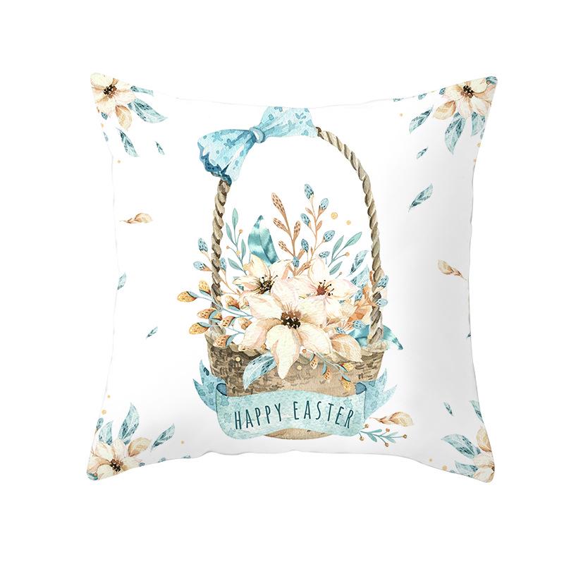 Easter Cartoon Cute Rabbit Digital Printing Short Plush Pillow Covers Decorative for Car Sofa Office Cushion Cover Home Goods
