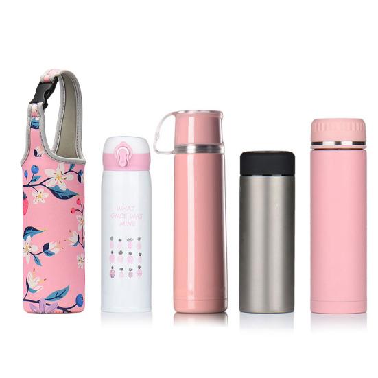 Yousheng Vacuum Cup Sleeve Thickened Elastic Anti-fall with Shoulder Strap Cartoon Printing Portable Water Bottle Case for Outdoor