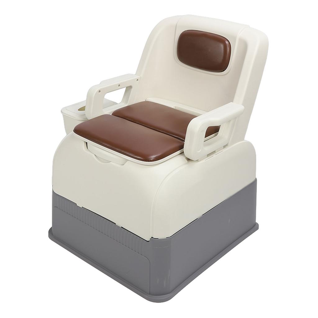 Bedside Commode Chair Strong Load Capacity Anti Slip Soft Padded Triple Sealed Bedside Commode for Toilet Elderly Adults