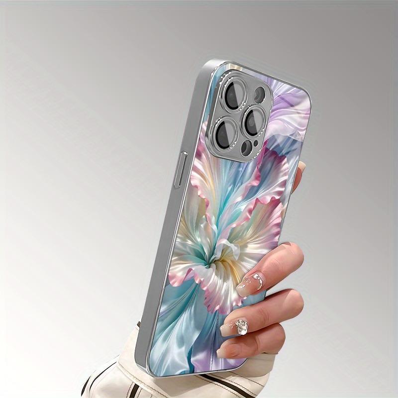Coque Électrodéposée Imprimé Fleur de Soie Dégradé de Couleur Romantique de Luxe Pour iPhone 17 16 Pro Max 15 14 Plus 13 12 16E 17 Air Cover