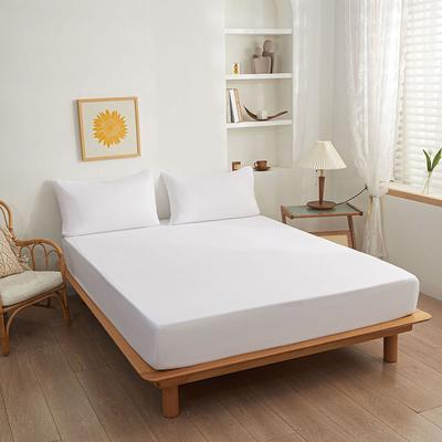 Sábana Bajera Ajustada de Color Sólido 100% Algodón Sábana Bajera Pura de Algodón Apta para la Piel Cubierta de Colchón Elástica 1 Pieza Decoración Cama Queen King