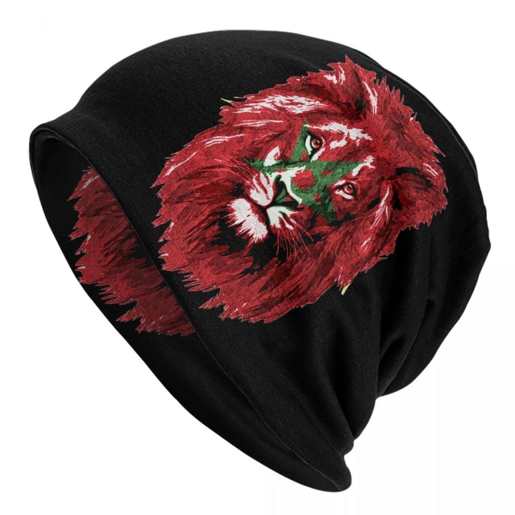 Custom Morocco Lion Moroccan Flag Beanie Cap Unisex Winter Warm Bonnet Homme Knit Hats Cool Outdoor Ski Skullies Beanies Caps