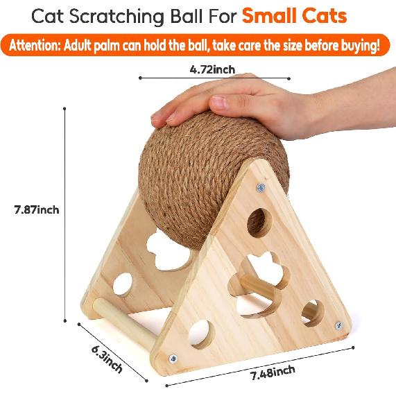 Sisal Cat Scratching Ball, Cat Scratcher Ball Toy with Cute Stable Stand, Interactive Exercise Toy for Small Pet To Play and Exercise