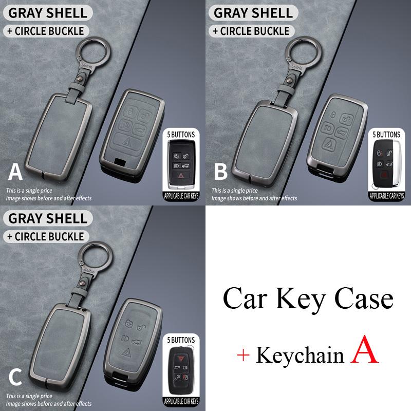 Zinc Alloy + Leather Car Key Case Cover for Land Rover Range Rover Evoque Sport Freelander Discovery Velar for Jaguar XE XF XJ