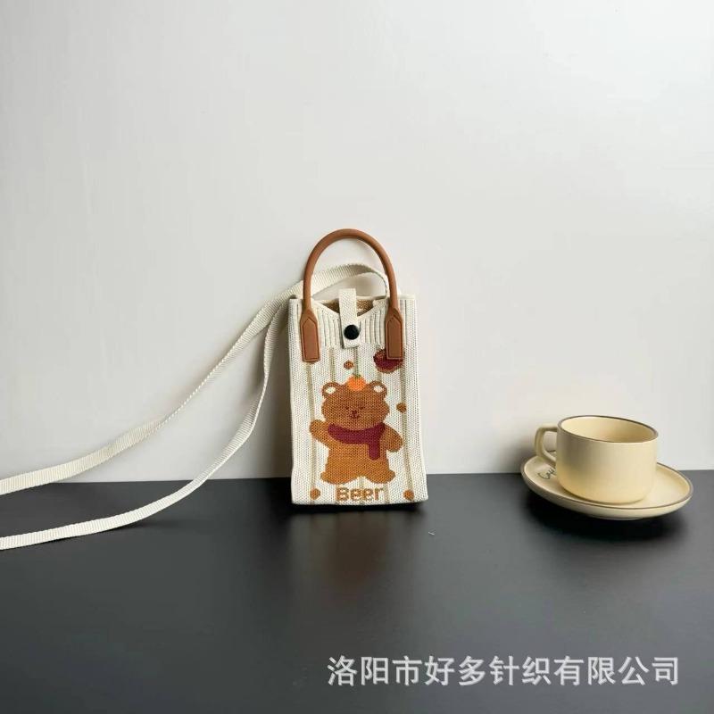 Premium Sense Ns Mobile Phone Bag New Cartoon Knitted Bag Dopamine Niche Versatile Messenger Shoulder Bag Handbag