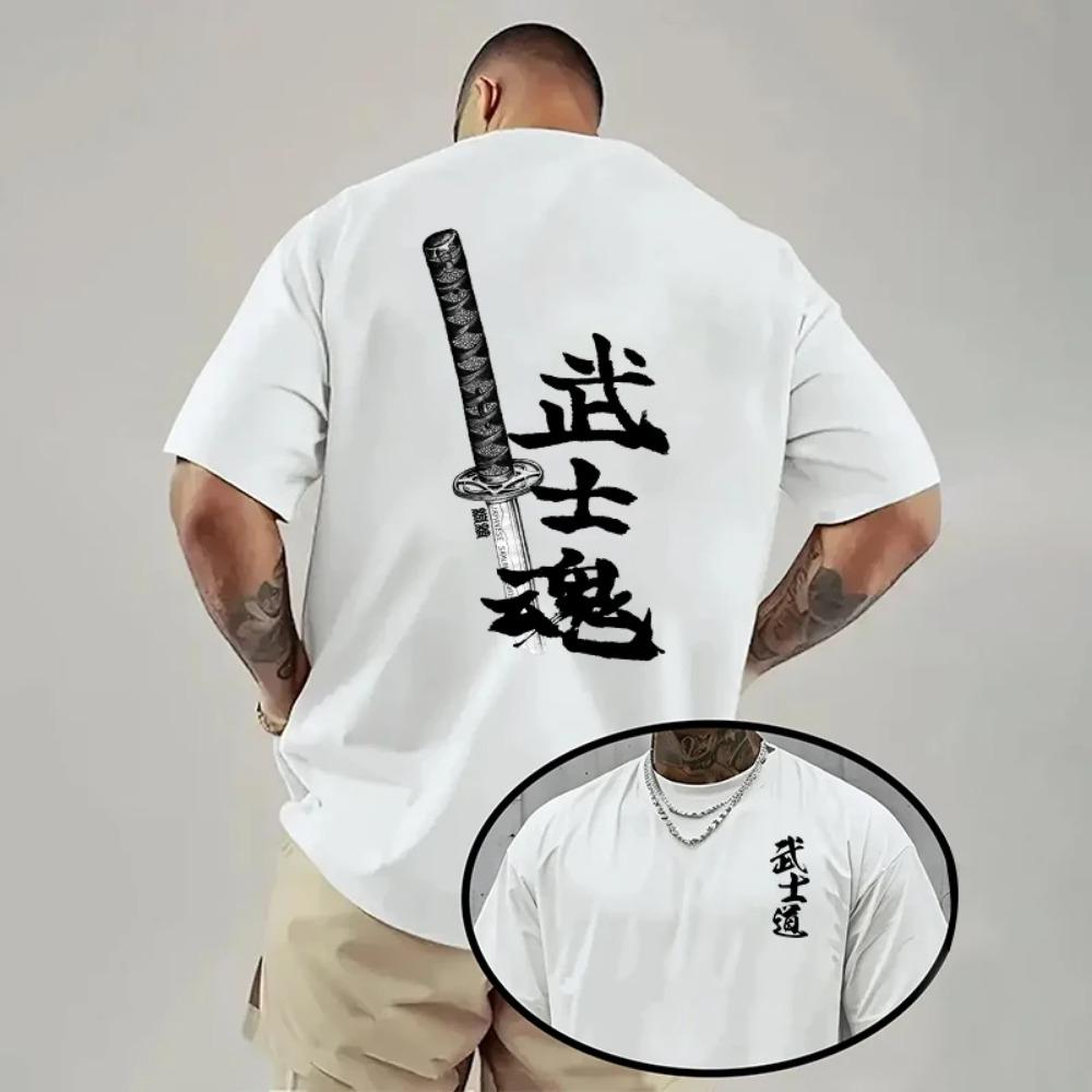 Men's T-shirt Printed Casual Short-sleeved Outdoor Sports Jogging Loose T-shirt Daily Street Quality T-shirt Summer Black White