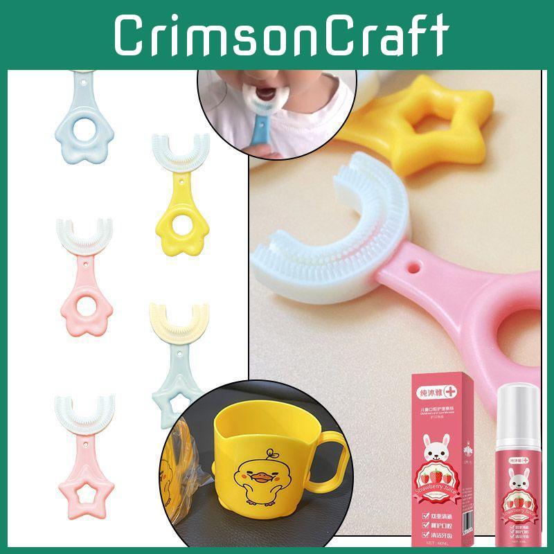 U-shaped Toothbrush For 2-12 Year Old Kids With Soft Silicone Bristles**