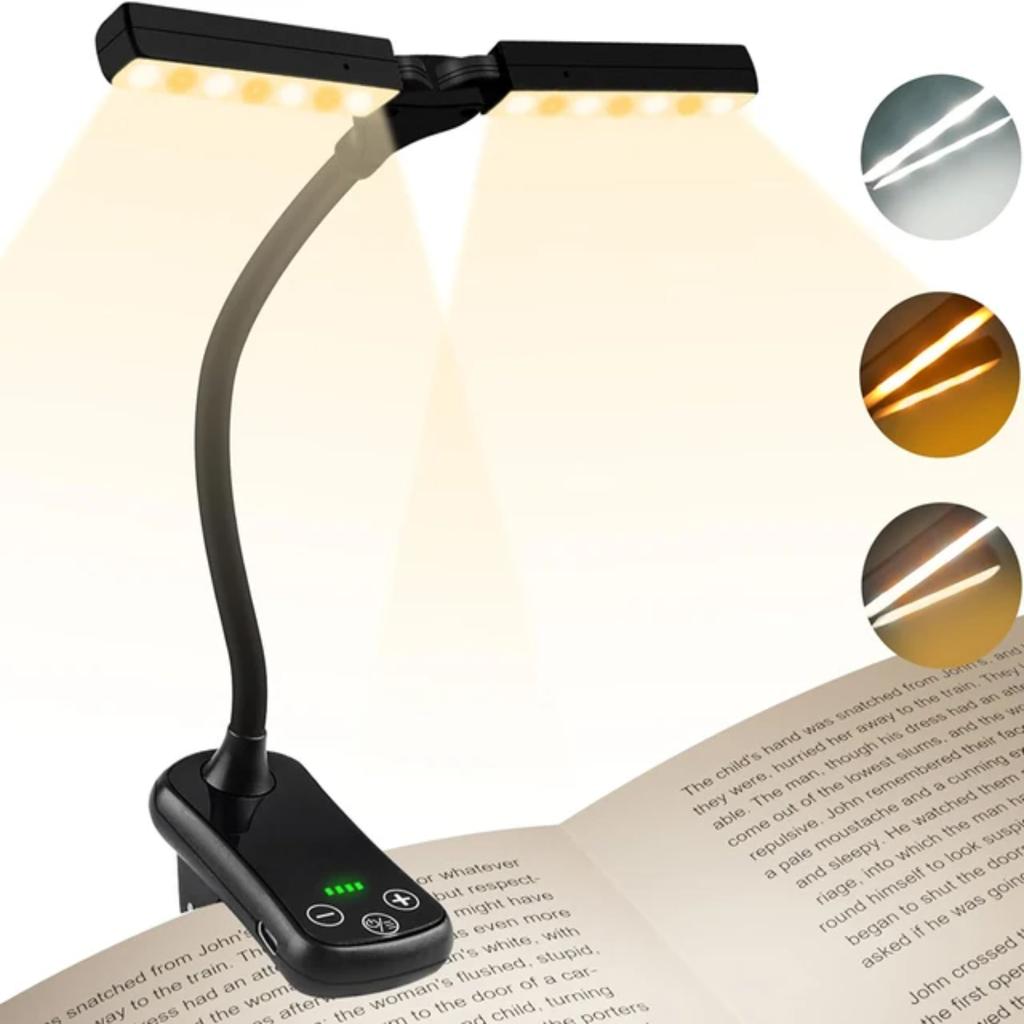 New Comfortable Adjustable Rechargeable Touch Control Book Light with 14 Bright LED - Ideal for Reading In Bed. Versatile Lighti