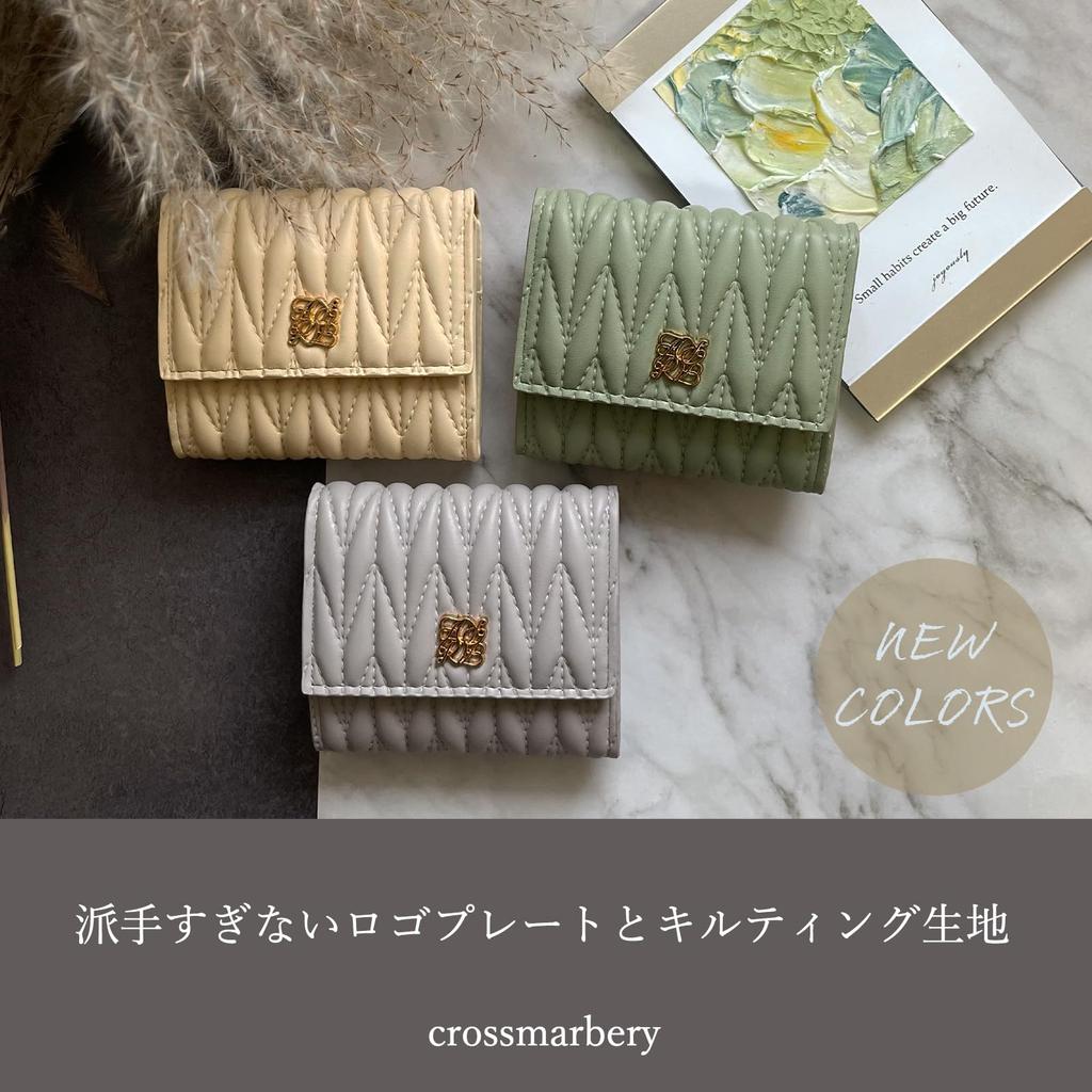 Crossmarbury Mini Compact and Cute Wallet with Small Coin Perfect for Everyday R66 Gray Women's Wallet, Tri-fold Quilting, Purse, Palm-Sized, Use,