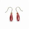 12mm Blood Red Coral American Style Pierced Droplet 18K Made In Japan Earrings, Shape, Gold, Undyed, Kochi,