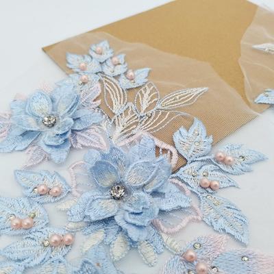 Parche Bordado de Flores Bordado con Lentejuelas Parches Bordados de Flores Elegantes de Lujo Poliéster Delicada Aplicación para Ropa