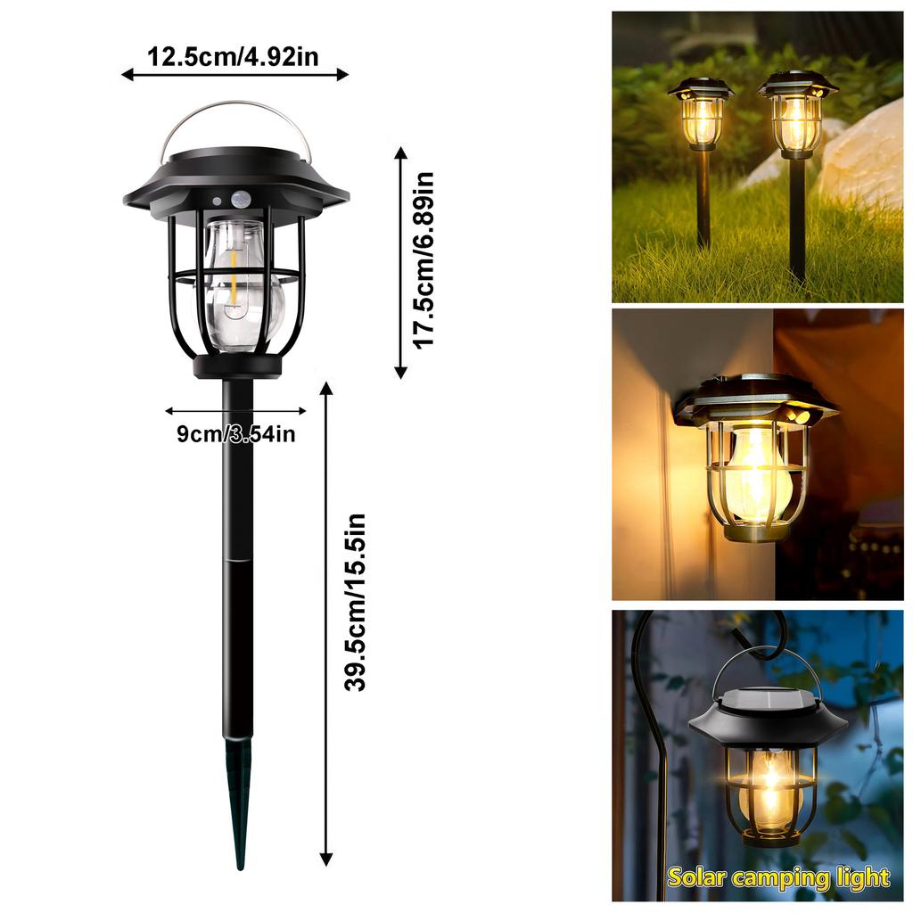 Solar courtyard lights, outdoor landscape lighting, automatic sensing tungsten filament lights, garden floor lights, lawn lights