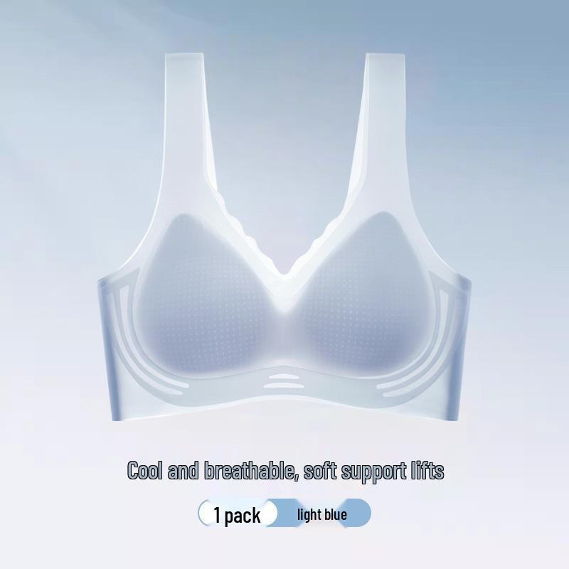 Women's Seamless Ice Silk Bra - Small Bust Support, U-Back Design, Thin Straps, Wireless, Summer Cooling.