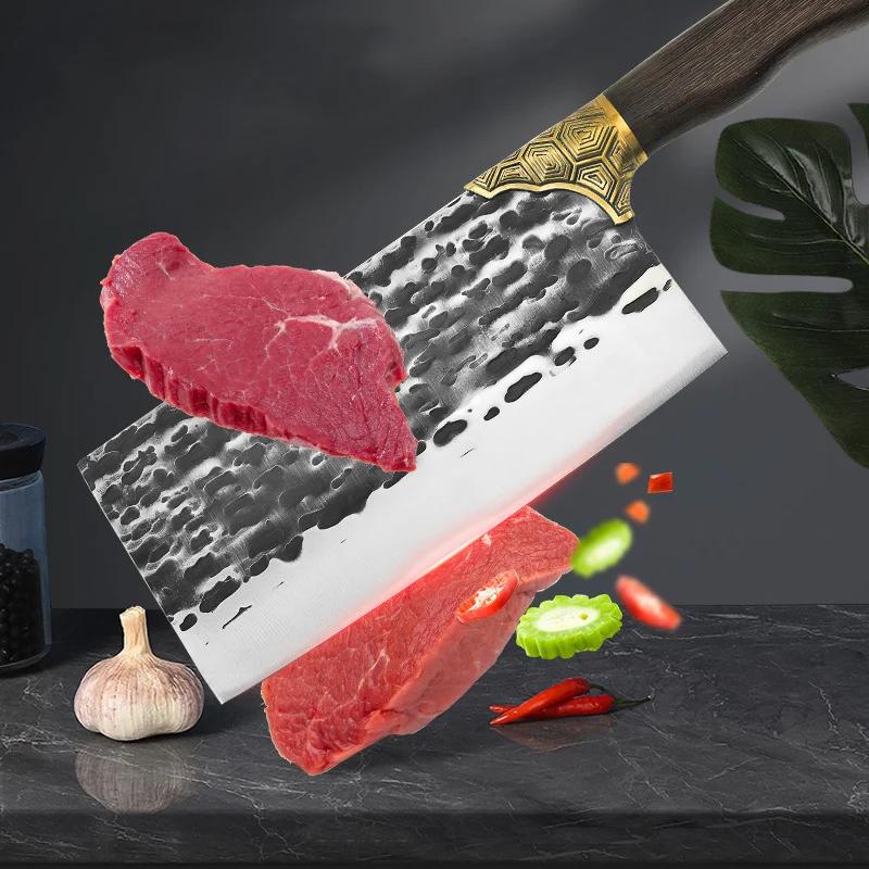 Heavy Duty Chinese Knife Hand Forged Steel Kitchen Knives Chopping Vegetable Cleaver Meat Butcher Boning Utility Knife Chef Tool