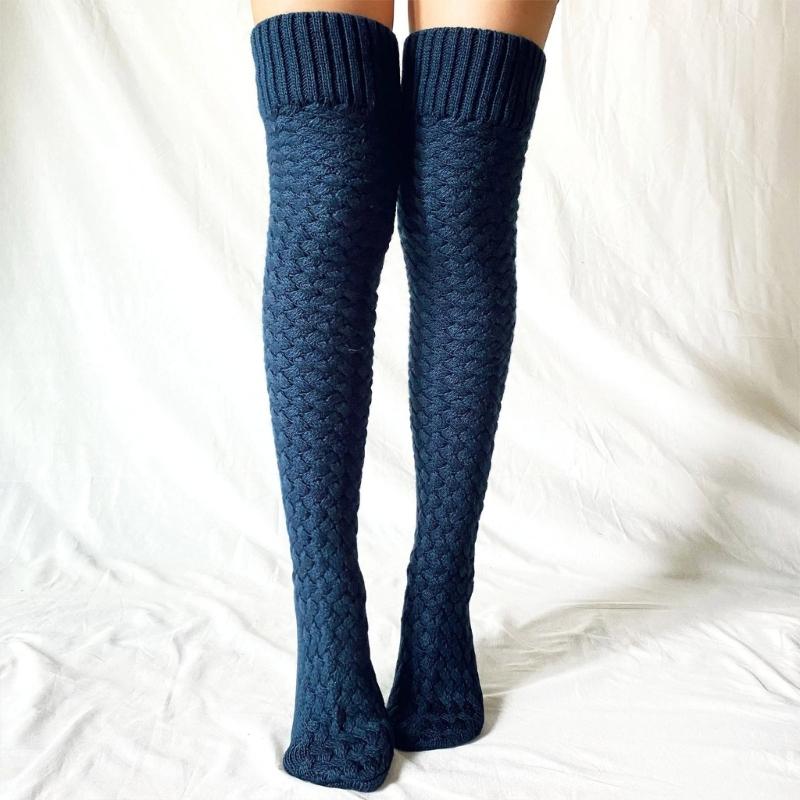 Damen Winter Beinwärmer Zopfmuster Kabelstrick Oberschenkelhohe Stiefelsocken Einfarbig Gedrehte Strickerei Über Knie Lange Strümpfe