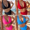 Einfarbiges sexy zweiteiliges Bikini-Badeanzug-Set mit Bindebändern am Rücken, modisch für den Sommerurlaub am Strand