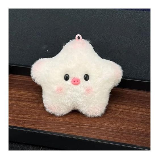 [Orirya] Cute Star-shaped Plush Keychain Beeping Mascot Charm Student Bag Decoration Fluffy Star Key Chain Present Gift