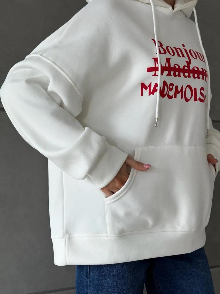 Trendy European American Style Hooded Sweatshirt - Letter Print, Loose Fit, Versatile Outerwear