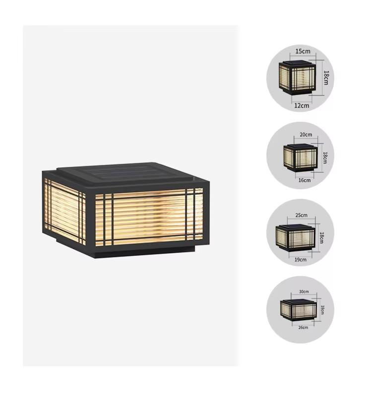 Main Gate Solar Pillar Light LED E27 Base IP65 Waterproof Outdoor Garden Post Fence Lamp